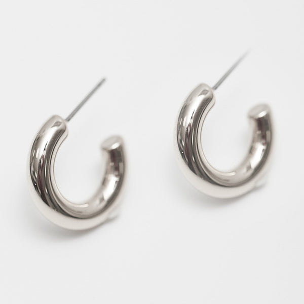 Jon Richard Silver Plated Polished Stainless Steel Hoop Earrings