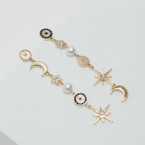 Celestial Mismatch Drop Earrings