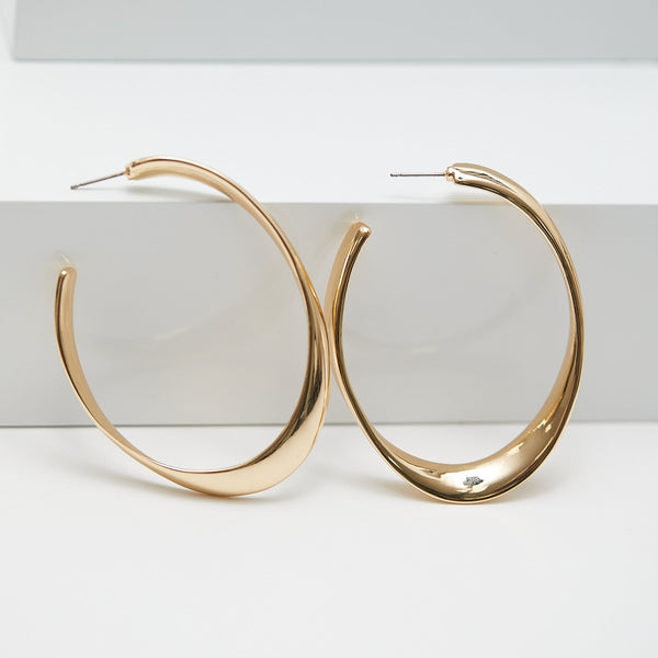 Mood Gold Recycled Polished Oval Hoop Earrings