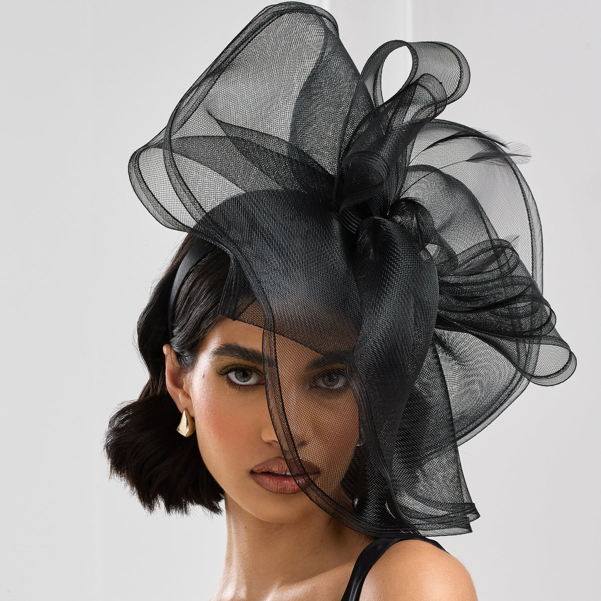 Jon Richard Black Large Hat Fascinator