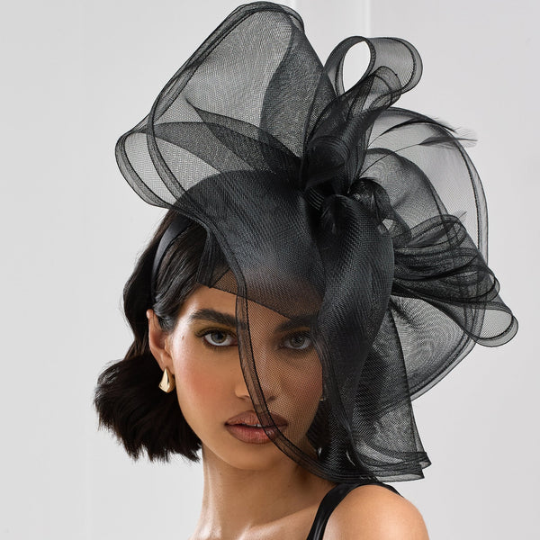 Jon Richard Black Large Hat Fascinator