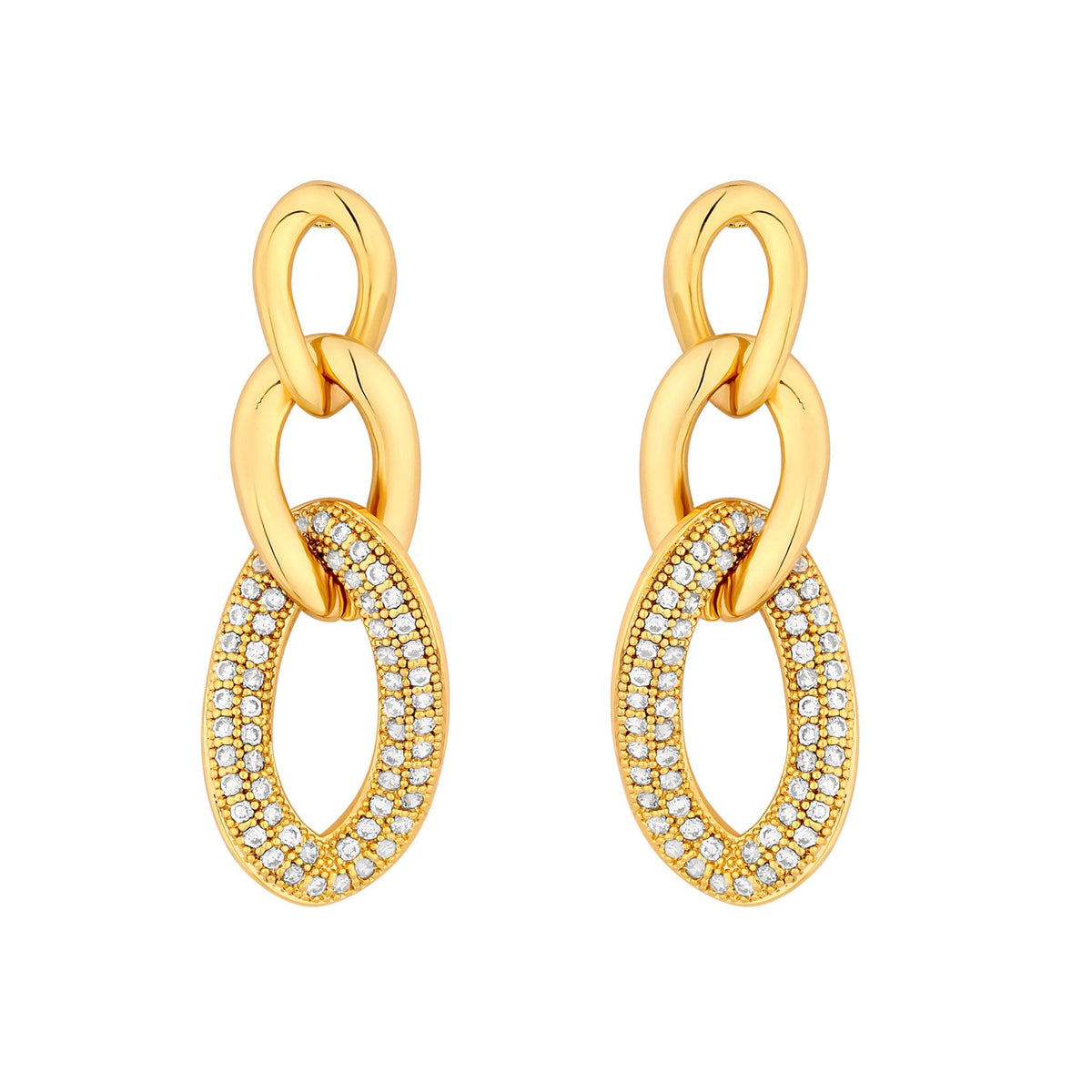 Jon Richard Gold Plated Polished And Crystal Chain Drop Earrings