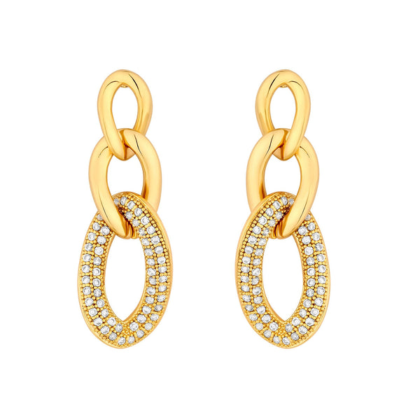 Jon Richard Gold Plated Polished And Crystal Chain Drop Earrings
