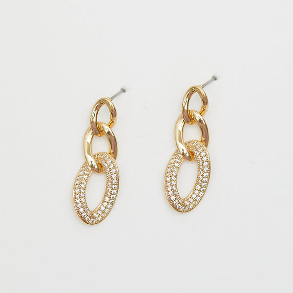 Jon Richard Gold Plated Polished And Crystal Chain Drop Earrings