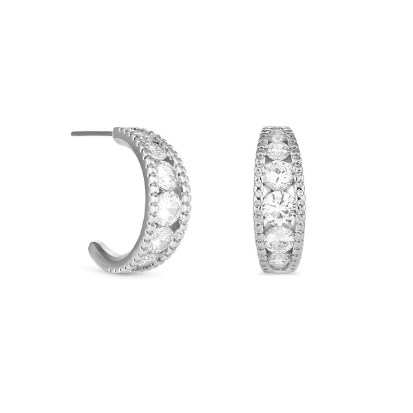 Jon Richard Rhodium Plated Cubic Zirconia Hoop Earrings