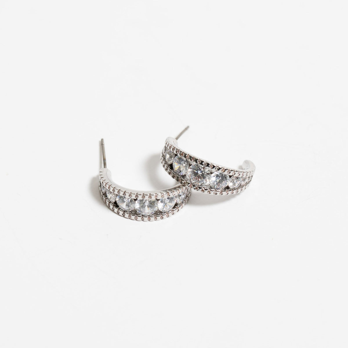 Jon Richard Rhodium Plated Cubic Zirconia Hoop Earrings