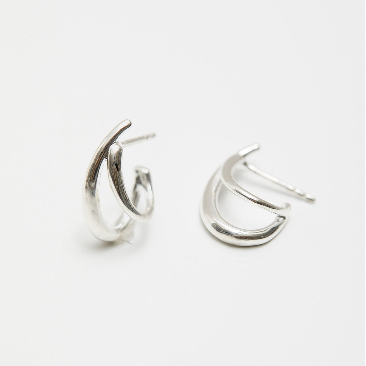 Simply Silver Sterling Silver 925 Polished Double Row Hoop Earrings