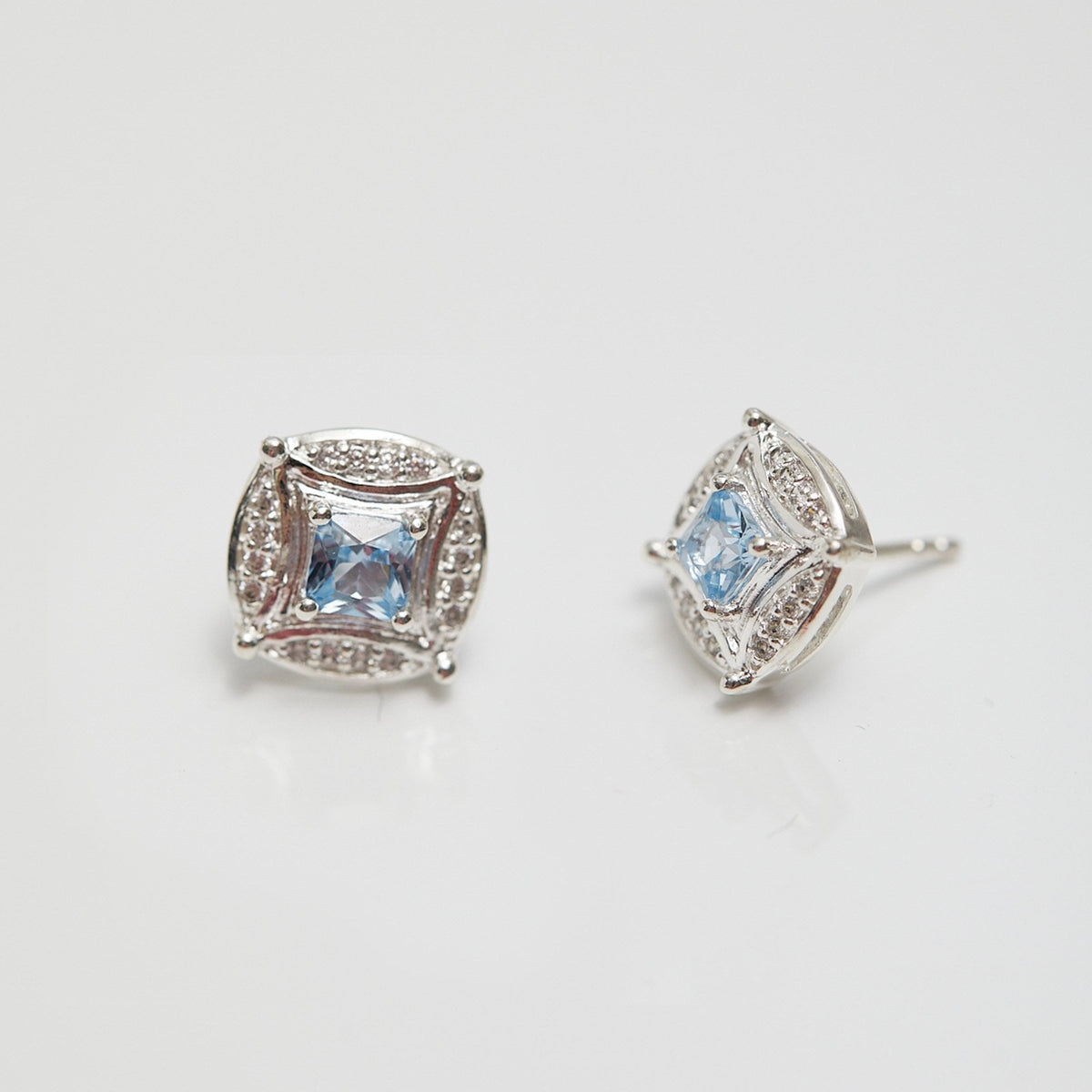 Simply Silver Sterling Silver 925 Blue Spinel And Cubic Zirconia Earrings
