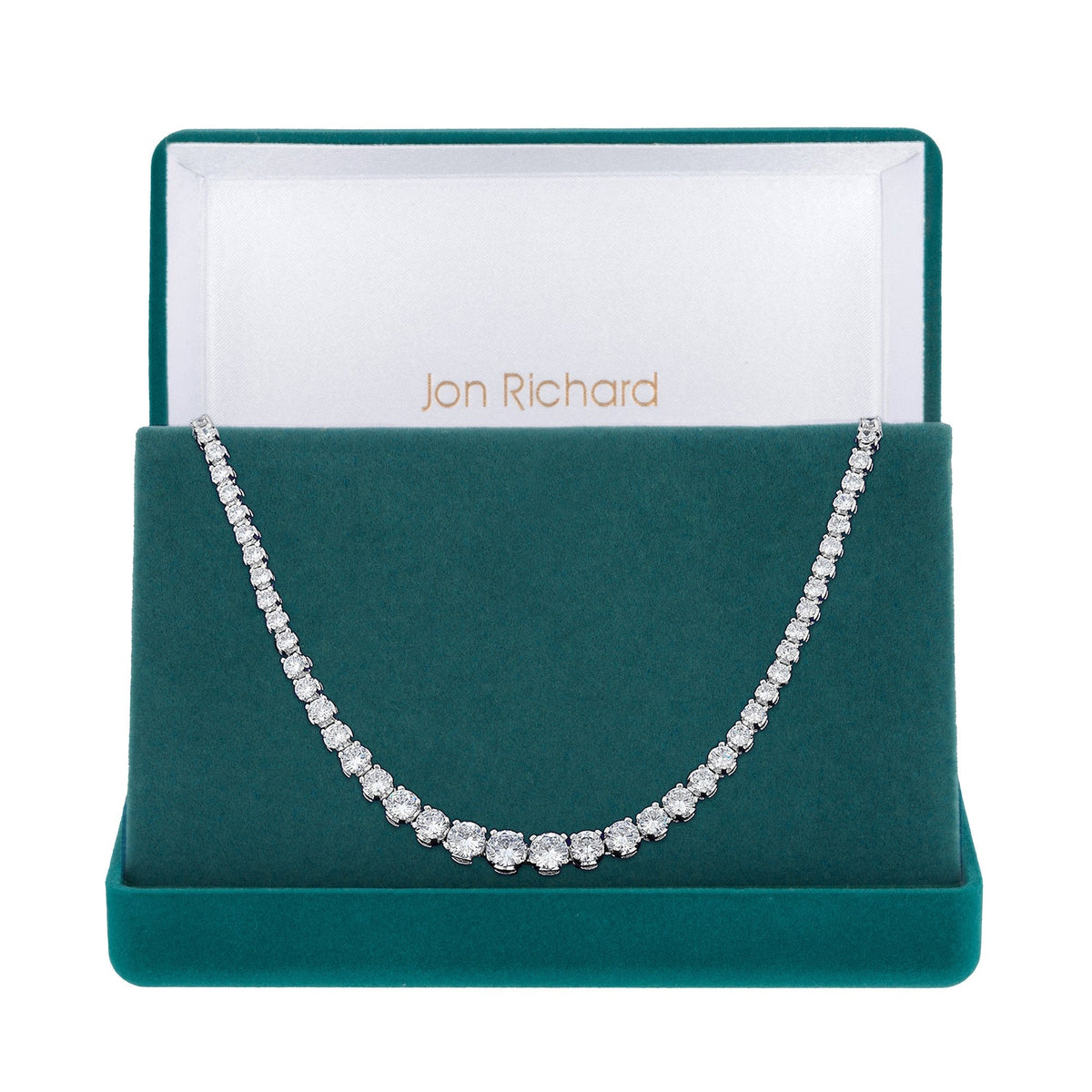 Silver Plated Cubic Zirconia Graduated Tennis Necklace - Gift Boxed