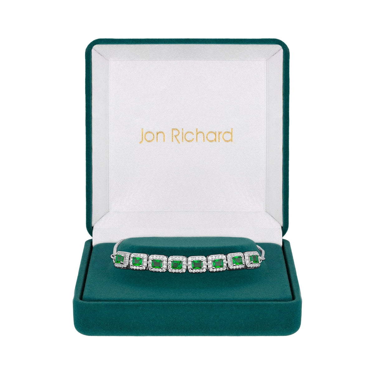 Plated Emerald Cubic Zirconia Toggle Bracelet Gift Boxed