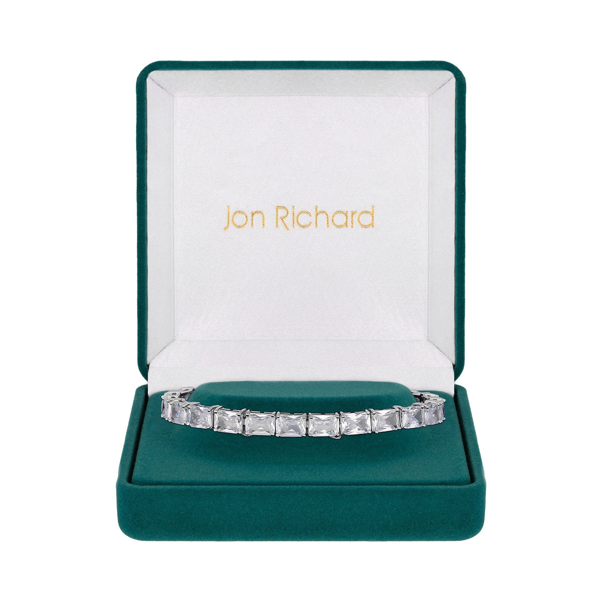 Jon Richard Rhodium Plated Cubic Zirconia Baguette Bracelet - Gift Boxed