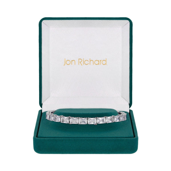 Jon Richard Rhodium Plated Cubic Zirconia Baguette Bracelet - Gift Boxed