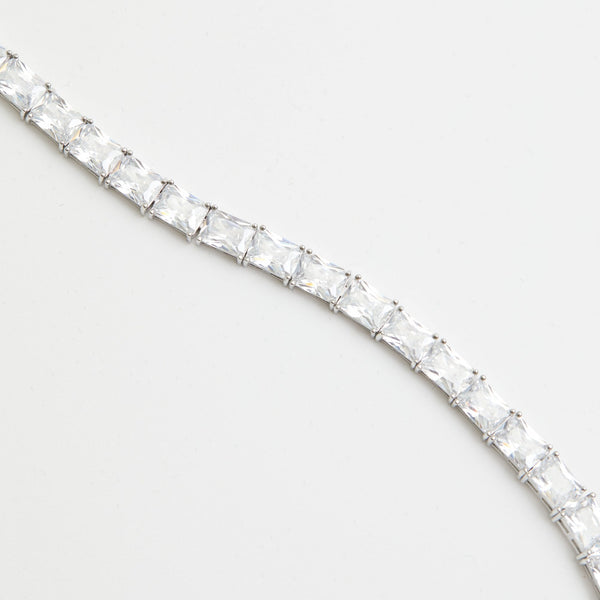 Jon Richard Rhodium Plated Cubic Zirconia Baguette Bracelet - Gift Boxed