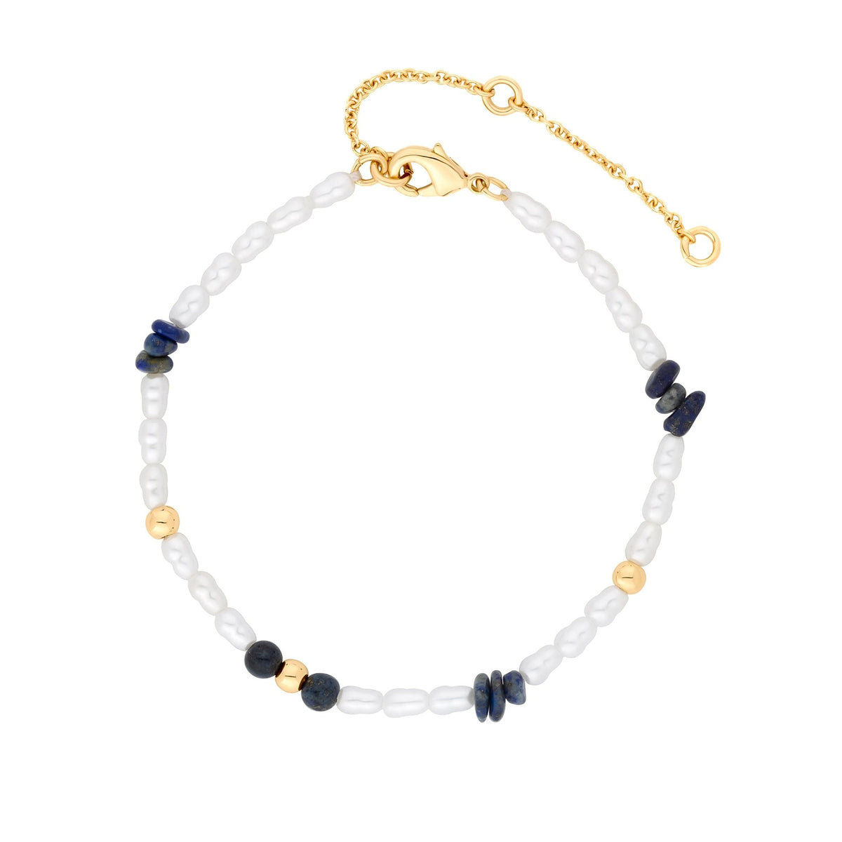 Mood Gold Blue Lapis And Pearl Fine Stacker Bracelet