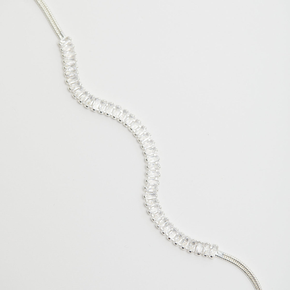 Mood Silver Crystal Baguette Choker Necklace