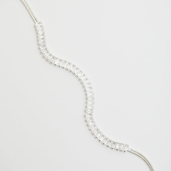 Mood Silver Crystal Baguette Choker Necklace