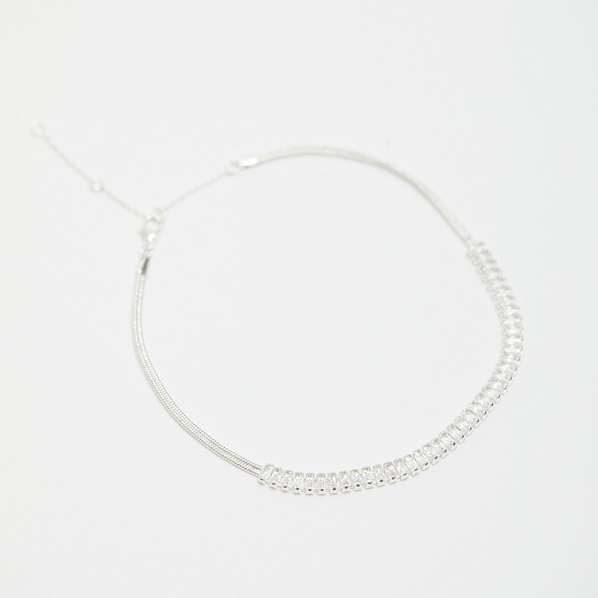 Mood Silver Crystal Baguette Choker Necklace
