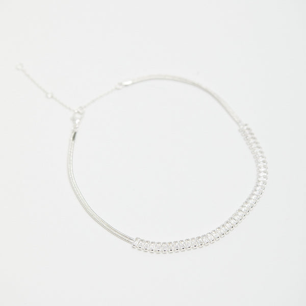 Mood Silver Crystal Baguette Choker Necklace