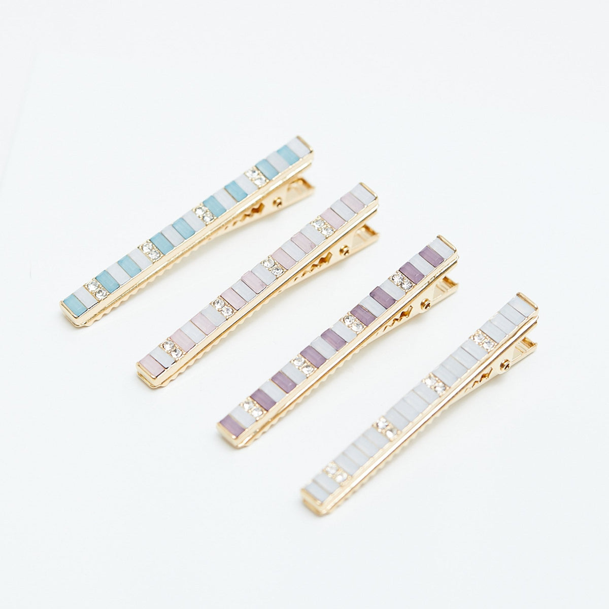 Mood Gold Multicoloured Beaded Hair Slides - Pack of 4
