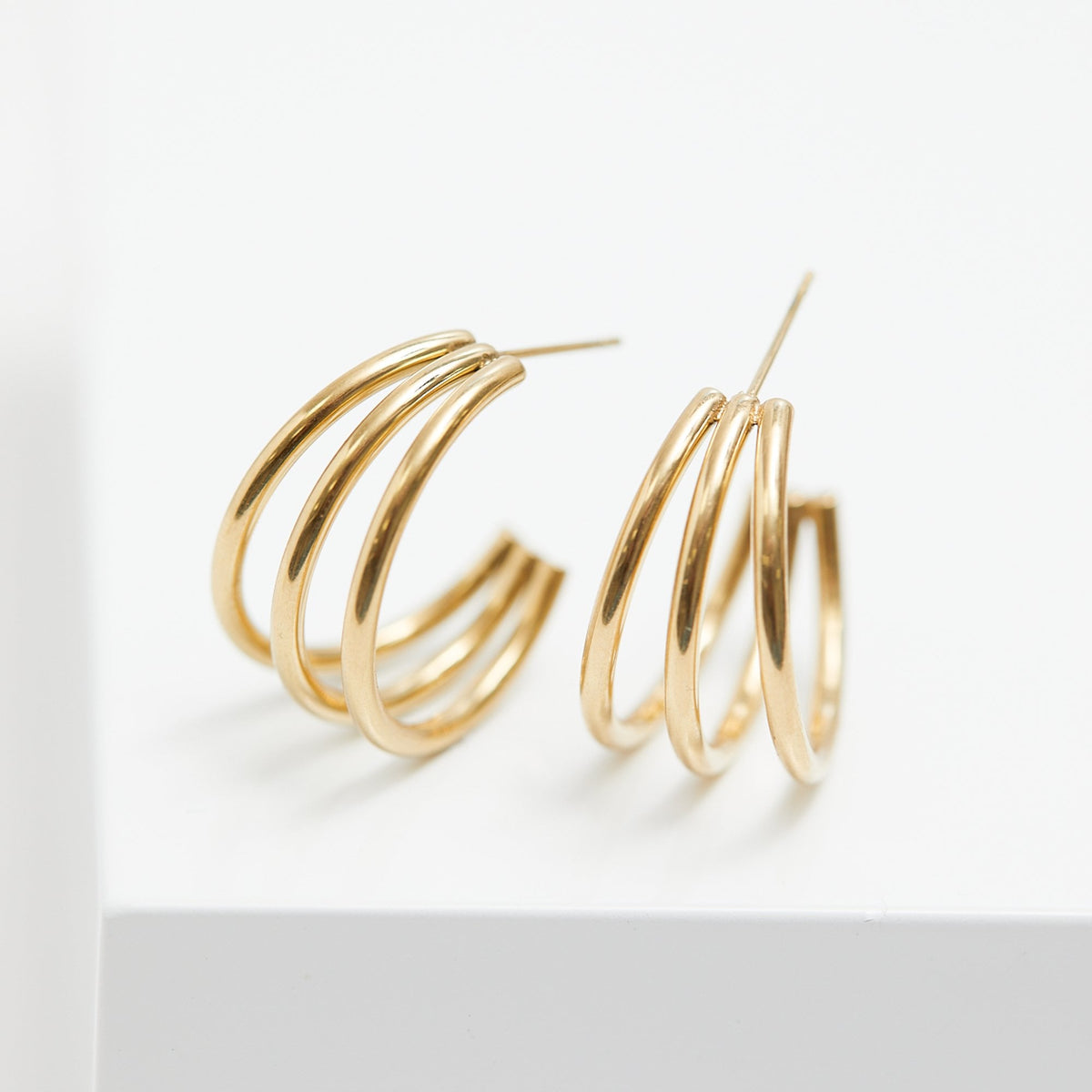 Mood Gold Stainless Steel Polished Medium Hoop Earrings