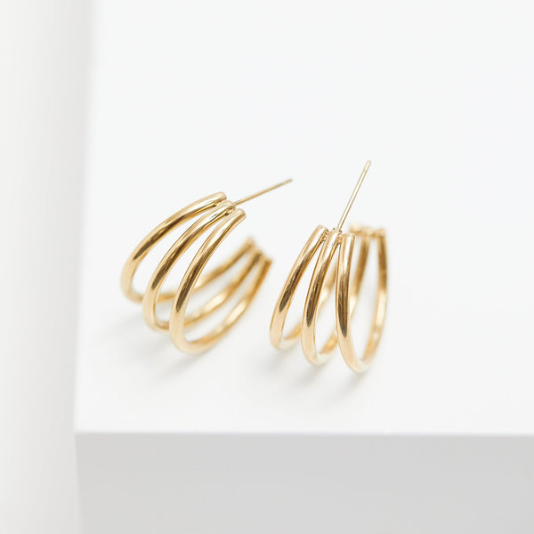 Mood Gold Stainless Steel Polished Medium Hoop Earrings