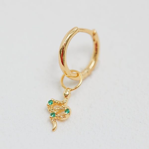 Inicio 14K Real Gold Plated Recycled Brass Serpent Charm Earrings - Gift Pouch