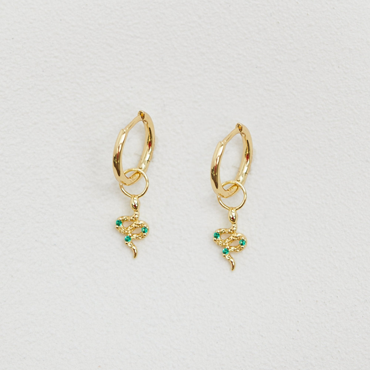 Inicio 14K Real Gold Plated Recycled Brass Serpent Charm Earrings - Gift Pouch