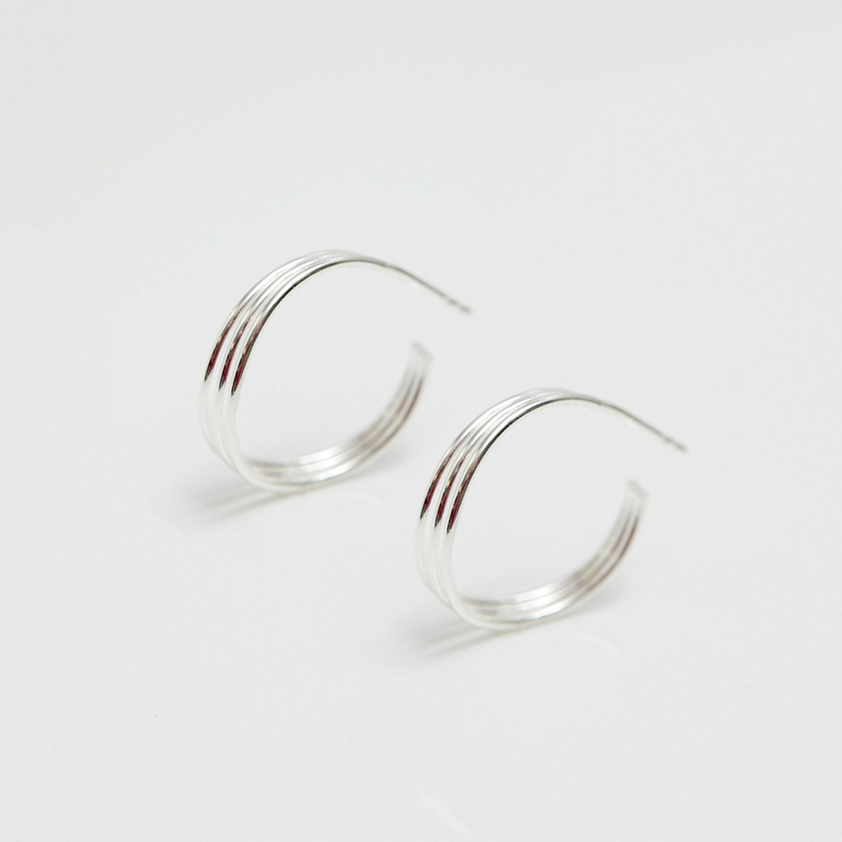 Simply Silver Sterling Silver 925 Fine Triple Row Hoop Earrings