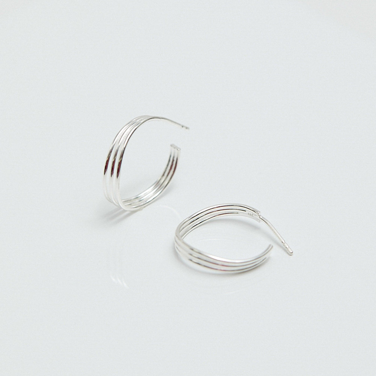 Simply Silver Sterling Silver 925 Fine Triple Row Hoop Earrings