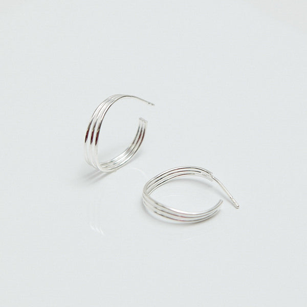 Simply Silver Sterling Silver 925 Fine Triple Row Hoop Earrings