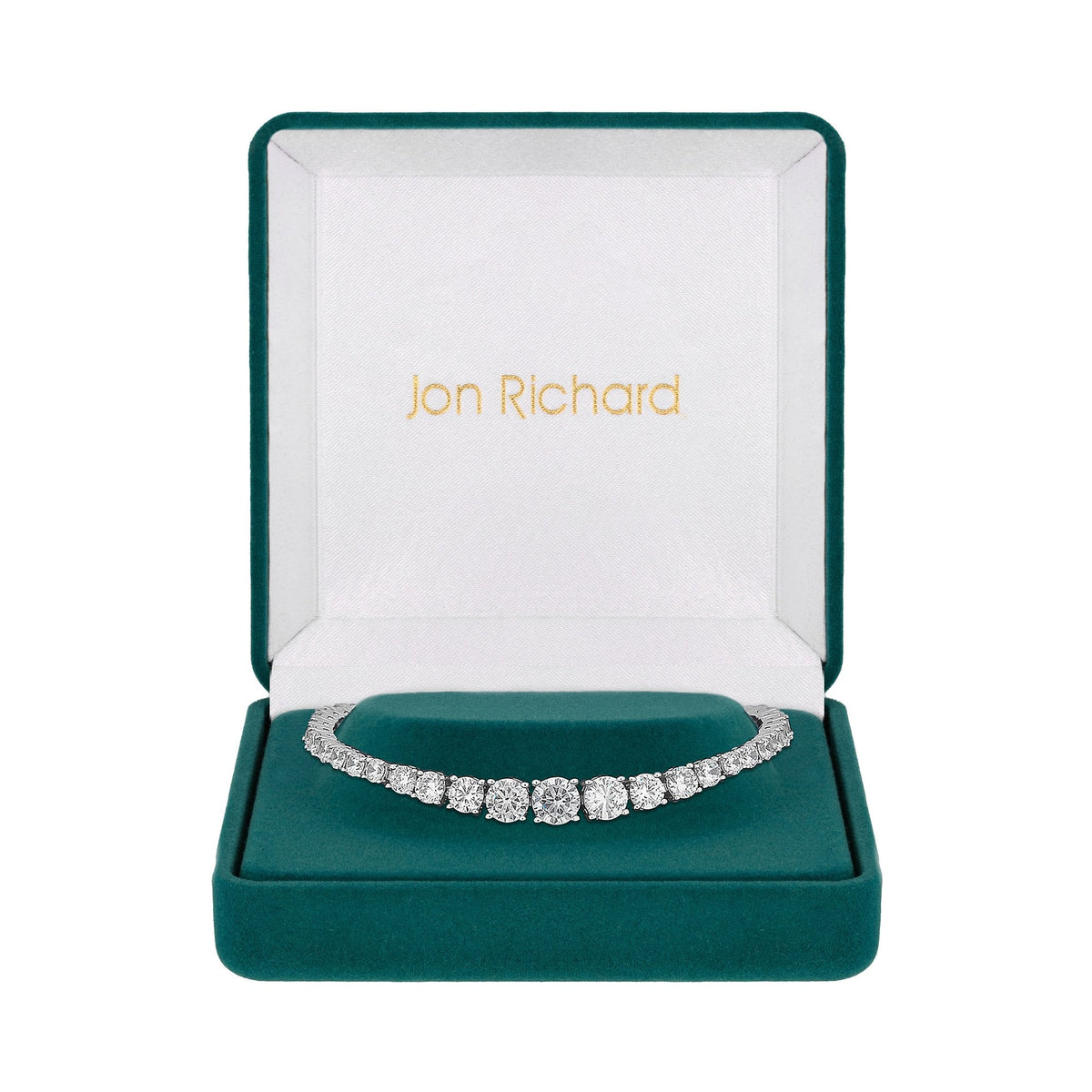 Plated Cubic Zirconia Crystal Graduated Tennis Bracelet Gift Boxed