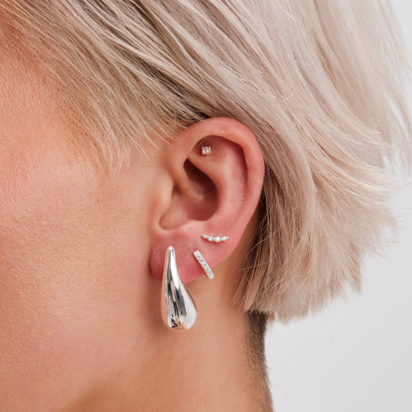 Inicio Recycled Sterling Silver Plated Teardrop Earrings - Gift Pouch
