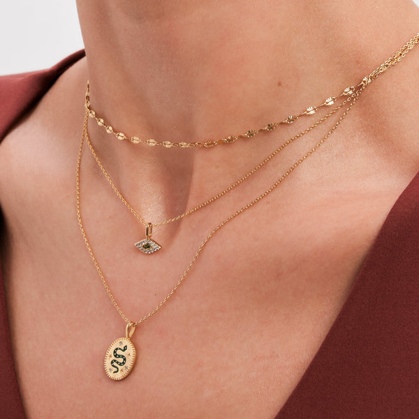 Inicio 14K Real Gold Plated Recycled Serpant Pendant Necklace - Gift Pouch