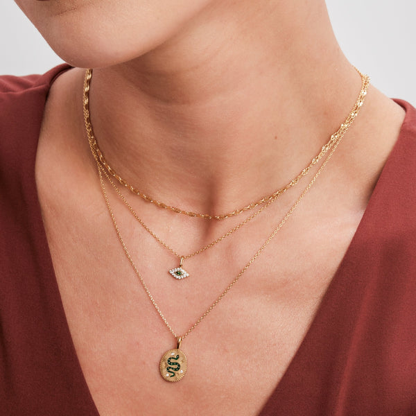 Inicio 14K Real Gold Plated Recycled Serpant Pendant Necklace - Gift Pouch