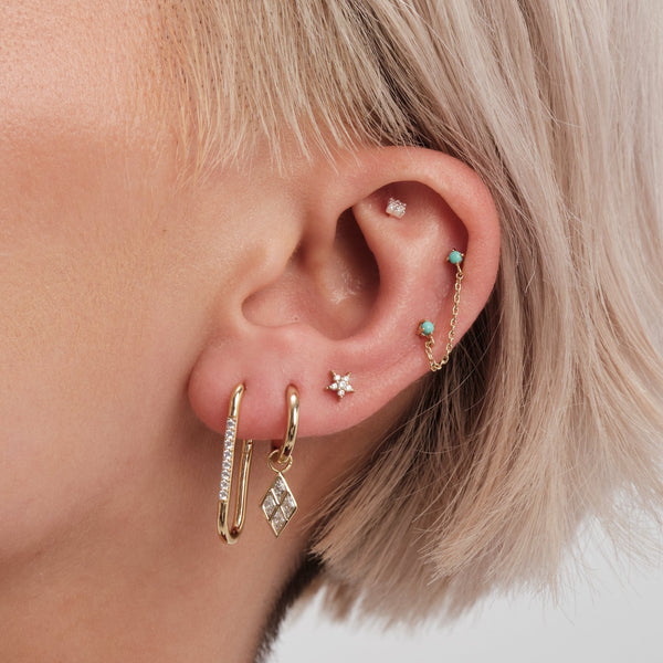 Inicio 14K Real Gold Plated Recycled Chain Drop Stud Earrings - Gift Pouch
