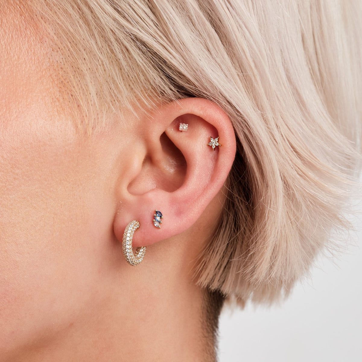 Inicio 14K Real Gold Plated Recycled Ombre Blue Stud Earrings - Gift Pouch
