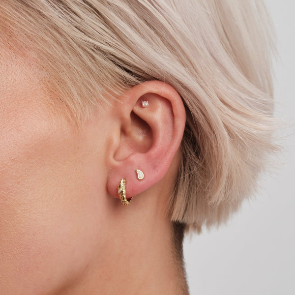 Inicio 14K Real Gold Plated Recycled Opal Hoop Earrings - Gift Pouch