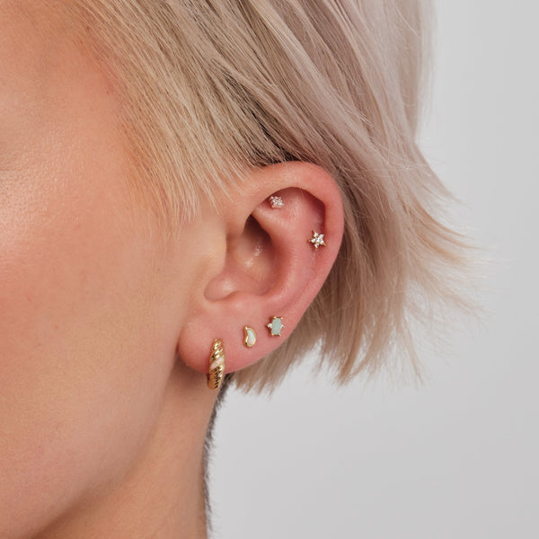 Inicio 14K Real Gold Plated Recycled Opal Hoop Earrings - Gift Pouch