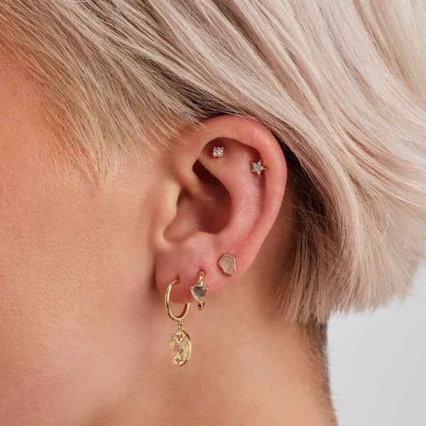 Inicio 14K Real Gold Plated Recycled Rose Quartz Stud Earrings - Gift Pouch