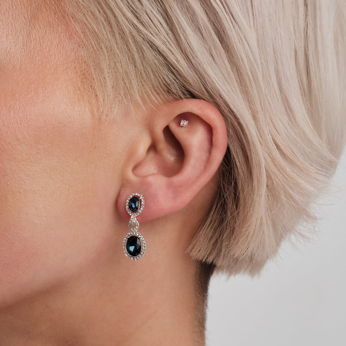 Jon Richard Silver Plated Blue Halo Earrings