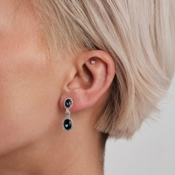 Jon Richard Silver Plated Blue Halo Earrings