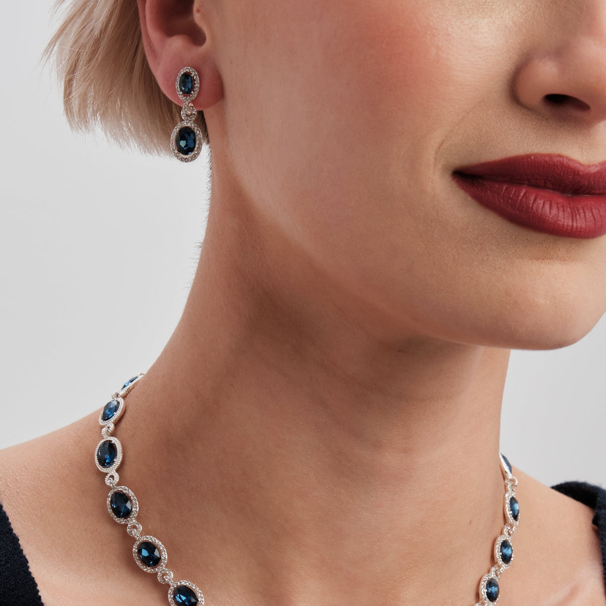 Jon Richard Silver Plated Blue Halo Earrings