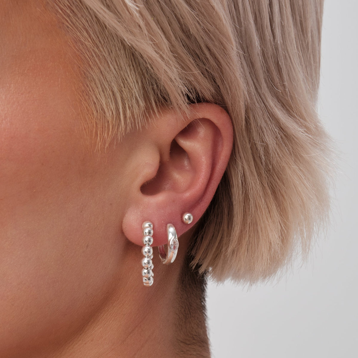 Simply Silver Sterling Silver 925 Polished Navette Centre Huggie Hoop Earrings