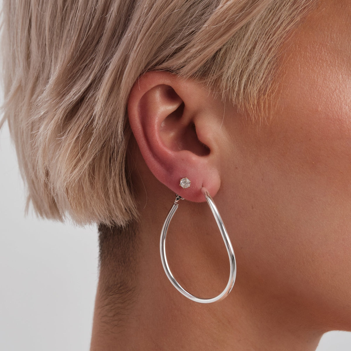 Jon Richard Silver Plated Stainless Steel Large Twist Hoop Earrings