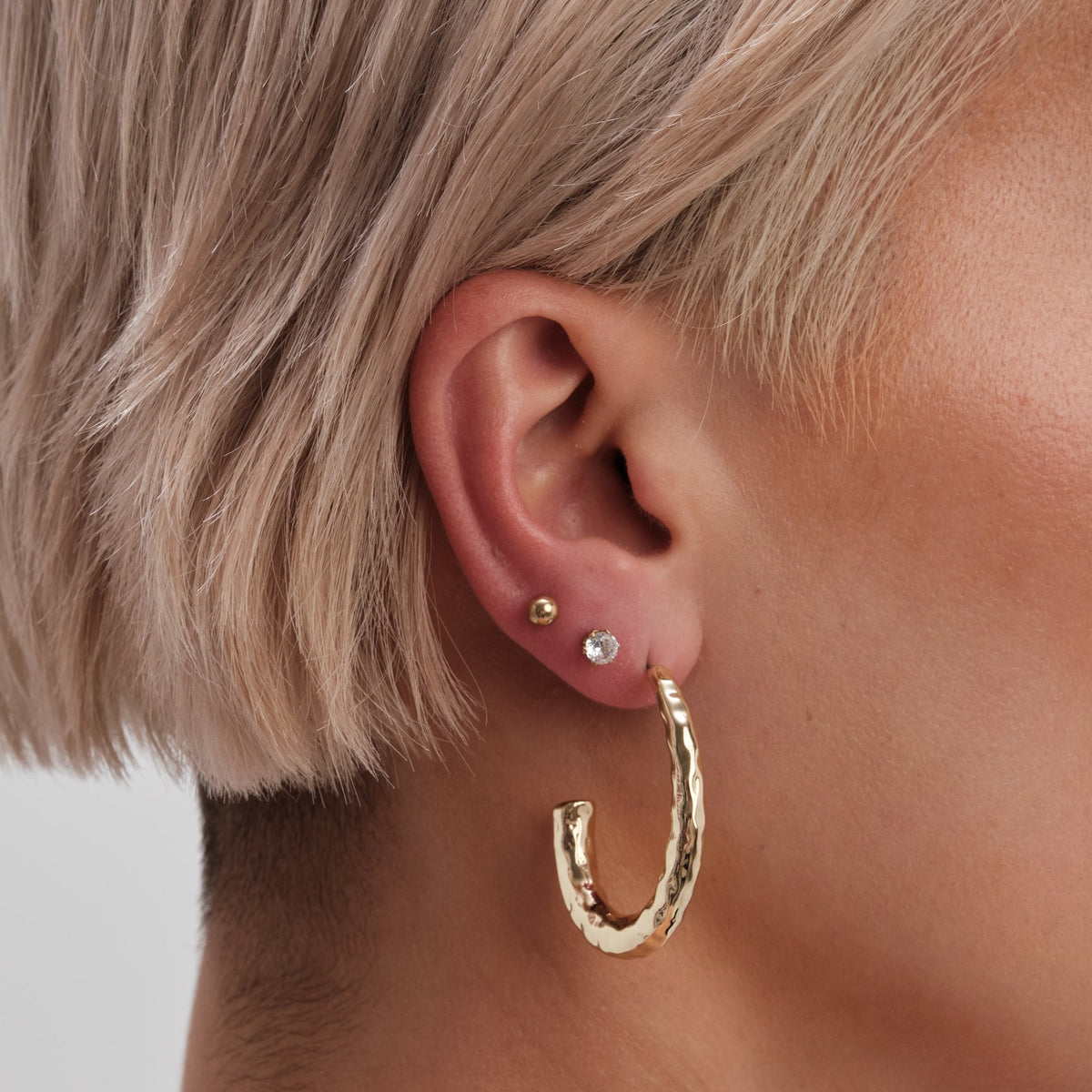 Jon Richard Gold Plated Hammered Stainless Steel Hoop Earrings