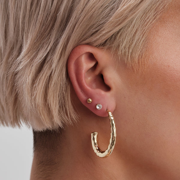 Jon Richard Gold Plated Hammered Stainless Steel Hoop Earrings