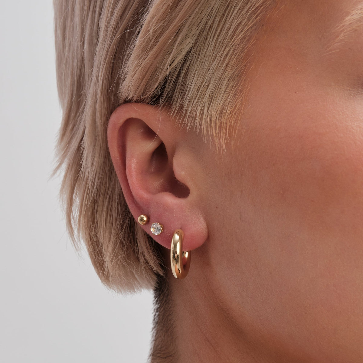 Jon Richard Gold Plated Polished Stainless Steel Hoop Earrings