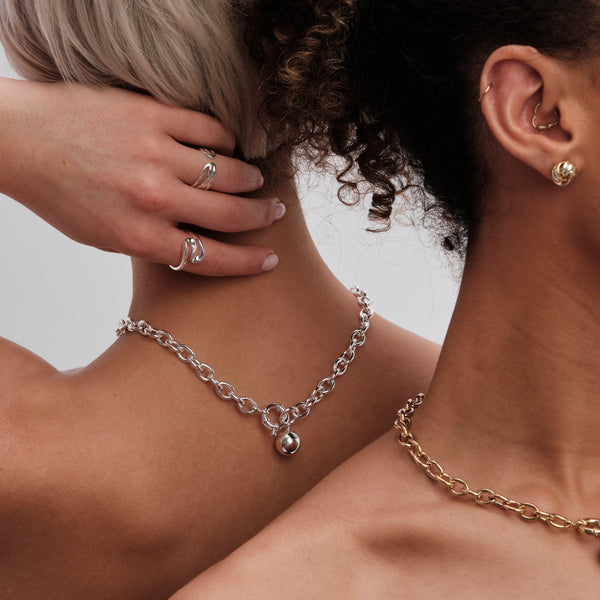 Jon Richard Silver Plated Polished Ball Necklace