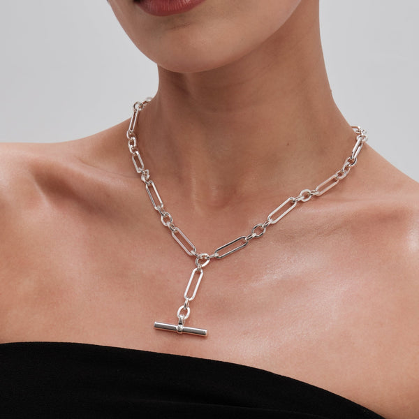 Jon Richard Silver Plated Polished T Bar Necklace