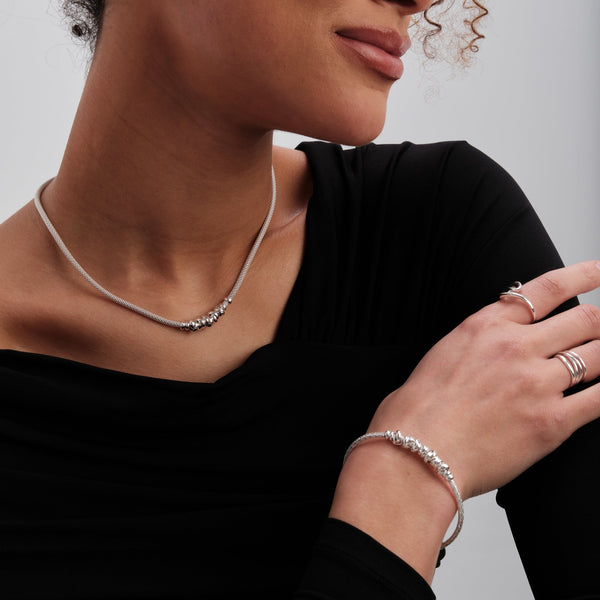 Simply Silver Recycled Sterling Silver 925 Love Knot Mesh Necklace